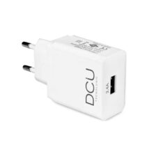 DCU Tecnologic Cargador USB 5V 2.4A - Carga Rapida y Segura - Compacto y Eficiente - Entrada Universal - Color Blanco