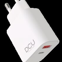 DCU Tecnologic Cargador USB Tipo C PD 20W + USB QC 3.0 18W - Carga Rapida - Potente y Versatil - Color Blanco