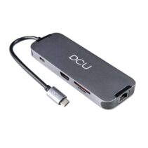 DCU Tecnologic Hub USB Tipo C - Conexion HDMI 4K - Audio Jack 3.5mm - 3 USB 3.0 - Ethernet Gigabit - Lector de Tarjetas SD/TF - Color Metal