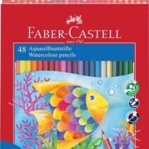 Faber-Castell Classic Colour Acuarelable Pack de 48 Lapices de Colores Hexagonales Acuarelables + Pincel - Resistencia a la Rotura - Colores Surtidos