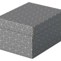 Esselte Pack de 3 Cajas Pequeñas de Almacenamiento con Tapa 200x150x255mm - Carton 100% Reciclado y Reciclable - Diseño Gris con Dibujo