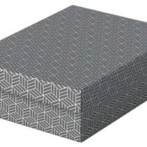 Esselte Pack de 3 Cajas Medianas de Almacenamiento con Tapa 265x100x360mm - Carton 100% Reciclado y Reciclable - Diseño Gris con Dibujo