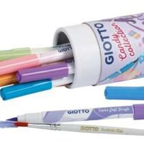 Giotto Candy Collection Turbo Soft Brush Bote de 12 Rotuladores Punta Pincel + Pincel - Colores Pastel Surtidos