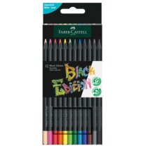 Faber-Castell Black Edition Pack de 12 Lapices de Colores - Mina Supersuave - Madera Negra - Ideales para Dibujo sobre Papel Claro