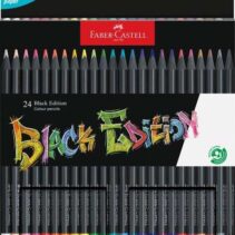 Faber-Castell Black Edition Pack de 24 Lapices de Colores - Mina Supersuave - Madera Negra - Ideales para Dibujo sobre Papel Claro