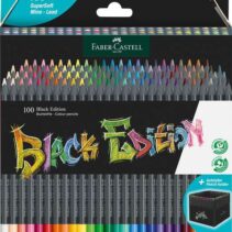 Faber-Castell Black Edition Pack de 100 Lapices de Colores - Mina Supersuave - Madera Negra - Ideales para Dibujo sobre Papel Claro