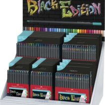 Faber-Castell Black Edition Expositor con 36 Estuches Surtidos de Lapices de Colores - Mina Supersuave - Madera Negra - Ideales para Dibujo sobre Papel Claro