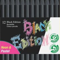 Faber-Castell Black Edition Pack de 12 Lapices de Colores Neon+Pastel - Mina Supersuave - Madera Negra - Ideales para Dibujo sobre Papel Claro