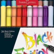 Faber-Castell Black Edition Pack de 20 Rotuladores Punta Pincel - Tinta a Base de Colorantes Alimentarios - Colores Surtidos