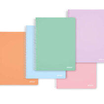 Ancor Classic Stripes Cuaderno Espiral Tamaño Folio Cuadriculado 4x4mm - 80 Hojas 90gr - Tapa de Plastico - Colores Pastel Surtidos