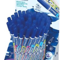 Pelikan Expositor de 50 Boligrafos Super Pirat 850 B - Borratinta de Pluma Estilografica y Roller - Punta Blanca y Reescribe - Punta M en Forma de Cincel - Color Azul