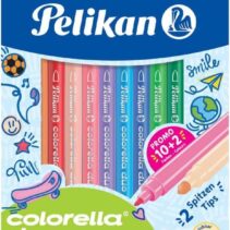 Pelikan Caja de 12 Rotuladores Escolares Colorella Duo C407 10+2 Colores - Doble Punta Fina 1mm y Gruesa 2mm - Lavables