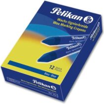 Pelikan Pack de 12 Ceras para Marcar - Resistente al Agua - Facil de Borrar - Ideal para Resaltar Texto - Color Azul