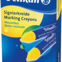 Pelikan Pack de 12 Ceras para Marcar - Resistente al Agua - Facil de Borrar - Ideal para Resaltar Texto - Color Amarillo