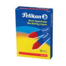 Pelikan Pack de 12 Ceras para Marcar - Punta Resistente - Ideal para Resaltar Textos - Color Rojo