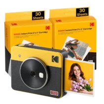 Kodak Mini Shot 3 Retro Pack de Camara Digital Instantanea Bluetooth + 60 Hojas de Papel Fotografico 7.62x7.62cm - Pantalla LCD 1.7" - Flash Integrado - Espejo para Selfies - Color Amarillo/Negro