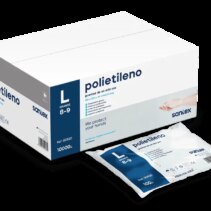 Santex Polietileno Pack de 100 Guantes de Polietileno Talla L - Sin Polvo - Libre de Latex - No Esteriles - Transparentes