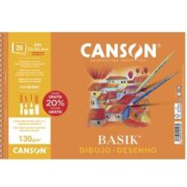 Canson Basik Bloc de Dibujo Espiral 20 Hojas A4+ 130g - Con Recuadro - Medidas 23x32.5cm - Color Blanco