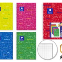 Golden Pack de 5 Cuadernos Asignatura Folio 80 Hojas 90gr Cuadricula 4x4 - Resistente - Tapa Dura - Ideal para Estudiantes - Colores Surtidos