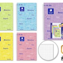 Golden Pack de 5 Cuadernos Asignatura Folio 80 Hojas 90gr Cuadricula 4x4 - Resistente - Tapa Dura - Ideal para Estudiantes - Colores Pastel Surtidos