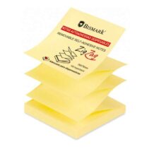 Bismark Taco de 100 Notas Adhesivas Zig-Zag 76x76mm - Adecuado para Dispensadores - Color Amarillo