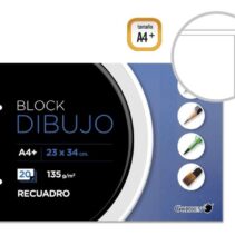 Golden Bloc de Dibujo A4+ 20 Hojas con Recuadro Interior A4 - Papel de 135gr - Encolado con 2 Taladros