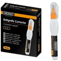 Ingraf Boligrafo Corrector 8ml - Punta Metalica Fina - Secado Rapido - Forma Ergonomica