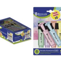 Bismark Pack de 6 Rotuladores Fluorescente Pastel - Tinta de Secado Rapido - Punta Biselada - Ideal para Subrayar y Resaltar - Diseño Ergonomico - Alta Durabilidad