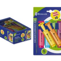 Bismark Pack de 6 Rotuladores Fluorescentes Neon - Tinta de Secado Rapido - Ideal para Subrayar y Resaltar - Diseño Ergonomico - Larga Duracion