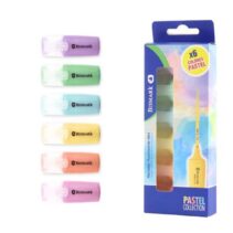 Bismark Pack de 6 Mini Marcadores Fluorescentes Pastel - Punta Fina - Tinta de Secado Rapido - Ideal para Subrayar y Resaltar - Colores Surtidos