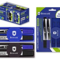 Bismark Pack de 2 Rotuladores para Pizarra + Borrador con Funcion Magnetica - Ideal para Uso en Oficinas y Aulas - Color Surtido