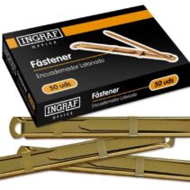 Ingraf Pack de 50 Fasteners - Latonado para Encuadernacion Rapida y Resistente - Incluye Lengüeta y Corredera - Color Oro