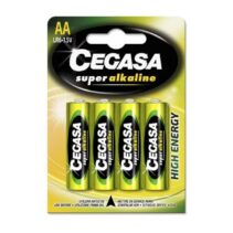 Cegasa Super Alkaline Pack de 4 Pilas LR6 AA -  Alto Rendimiento - Fiabilidad - Tecnologia Avanzada