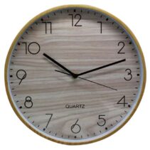 Bismark Reloj Oficina Marco Efecto Madera - Marco Plastico - Lente de Cristal - Manecillas de Aluminio - Esfera de PVC - Color Marrón