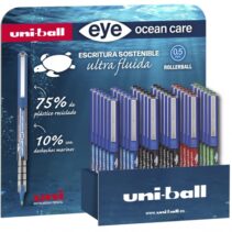 Uni-ball Eye Ocean Care UB-150ROP Expositor de 36 Boligrafos de Tinta Liquida - Punta de Bola 0.5mm - Tinta Pigmentada Resistente al Agua y Luz - Sistema de Control de Tinta - Color Surtido