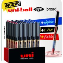 Uni-ball UB-150 Eye Broad Expositor de 36 Boligrafos de Tinta Liquida - Punta de Bola 1mm - Tinta Resistente al Agua y Luz - Sistema de Control de Tinta - Colores Surtidos