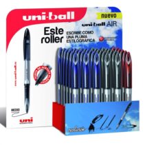 Uni-ball Air 188 Expositor de 36 Rollerballs - Punta de Bola 0.7mm - Escritura como Pluma Estilografica - Tinta Pigmentada Resistente al Agua y Luz - Colores Surtidos