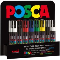 Posca PC3M Expositor de 36 Marcadores de Pintura - Punta Conica de Poliester 0.9-1.3mm - Tinta Base al Agua - Resistente a la Luz - No Permanente - Colores Surtidos