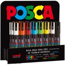 Posca PC3M Expositor de 36 Marcadores de Pintura - Punta Conica de Poliester 0.9-1.3mm - Tinta Base al Agua - Resistente a la Luz - No Permanente - Colores Surtidos