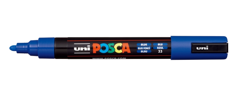 Posca PC-5M Marcador de Pintura - Punta de Poliester 1.8-2.5mm - Tinta Base al Agua - Resistente a la Luz - No Permanente - Color Azul