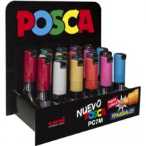 Posca PC-7M Expositor de 20 Marcadores de Pintura - Punta de Bala 4.5-5.5mm - Tinta Base al Agua - Resistente a la Luz - Colores Surtidos