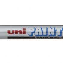 Uni-ball PX-203 Marcador de Pintura - Punta Acrilica 1mm - Linea Fina - Cuerpo de Aluminio - Tinta Permanente Resistente a Luz y Agua - Color Plata