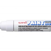 Uni-ball PX-30 Marcador de Pintura - Punta Biselada Acrilica 4-8.5mm - Linea Gruesa - Cuerpo de Aluminio - Tinta Permanente Resistente a Luz y Agua - Color Blanco