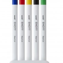 Uni-ball PEM-SY Set Nº1 Emott Vivid Colors Pack de 5 Rotuladores de Linea Fina - Punta 0.4mm - Tinta a Base de Agua - Diseño Innovador - Ancho de Linea Constante - Colores Surtidos