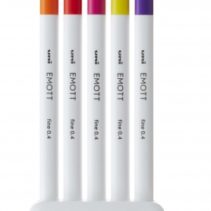 Uni-ball PEM-SY Set Nº2 Emott Passion Colors Pack de 5 Rotuladores de Linea Fina - Punta 0.4mm - Tinta a Base de Agua - Diseño Innovador - Ancho de Linea Constante - Colores Surtidos