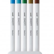 Uni-ball PEM-SY Set Nº4 Emott Island Colors Pack de 5 Rotuladores de Linea Fina - Punta 0.4mm - Tinta a Base de Agua - Diseño Innovador - Ancho de Linea Constante - Colores Surtidos