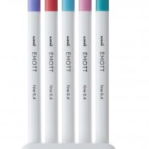 Uni-ball PEM-SY Set Nº5 Emott Candy Pop Colors Pack de 5 Rotuladores de Linea Fina - Punta 0.4mm - Tinta a Base de Agua - Diseño Innovador - Ancho de Linea Constante - Colores Surtidos