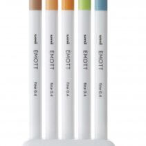 Uni-ball PEM-SY Set Nº6 Emott Natural Colors Pack de 5 Rotuladores de Linea Fina - Punta 0.4mm - Tinta a Base de Agua - Diseño Innovador - Ancho de Linea Constante - Colores Surtidos