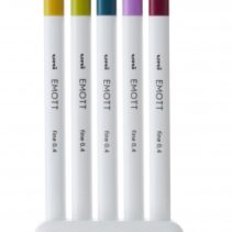 Uni-ball PEM-SY Set Nº8 Emott Retro Colors Pack de 5 Rotuladores de Linea Fina - Punta 0.4mm - Tinta a Base de Agua - Diseño Innovador - Ancho de Linea Constante - Colores Surtidos