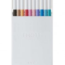 Uni-ball PEM-SY Set Nº2 Emott Pastel Colors Pack de 10 Rotuladores de Linea Fina - Punta 0.4mm - Tinta a Base de Agua - Diseño Innovador - Ancho de Linea Constante - Colores Surtidos